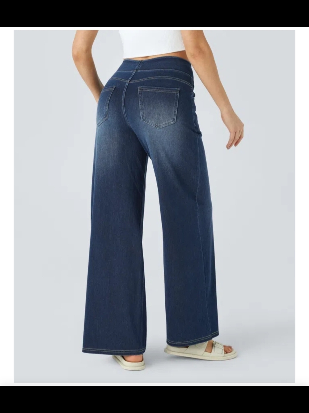 Halara Flex'M High Waisted Pockets Baggy Wide Leg Washed Casual Jeans NWOT - Picture 2 of 7